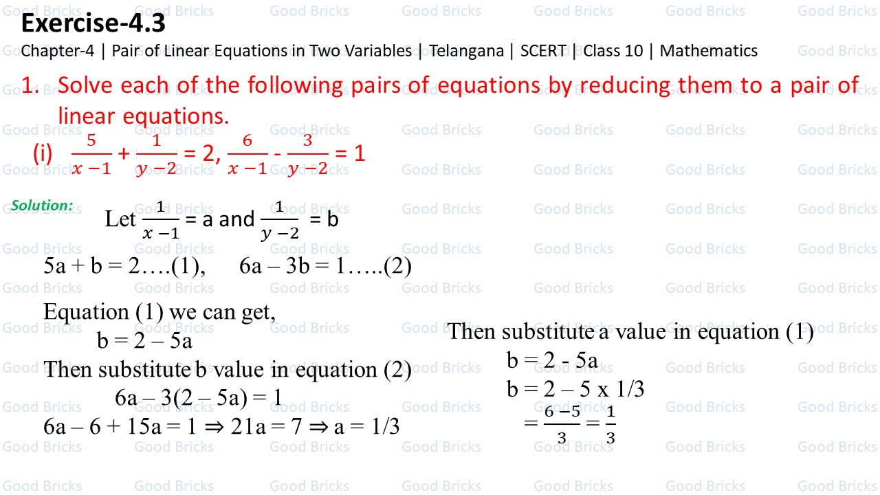 Chapter-4-Pair of Linear Equations-excercise4.3-1(i)-p1