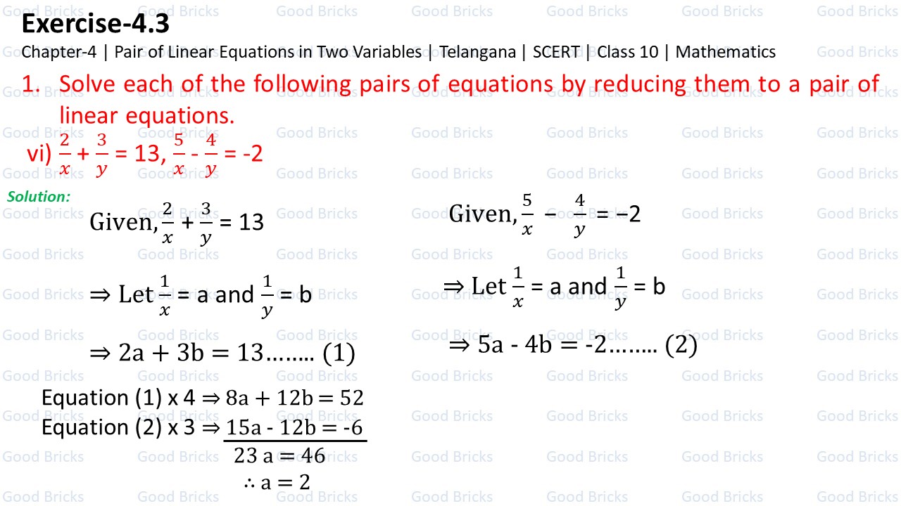 Chapter-4-Pair of Linear Equations-excercise4.3-1(vi)-p1