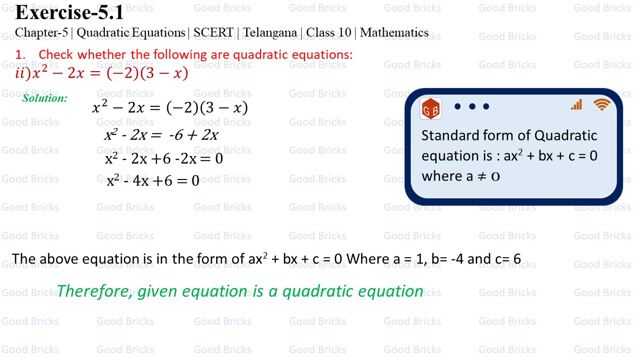 Chapter-5-Quadratic Equations-excercise5.1-1(ii)