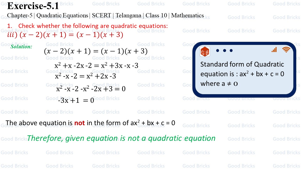 Chapter-5-Quadratic Equations-excercise5.1-1(iii)