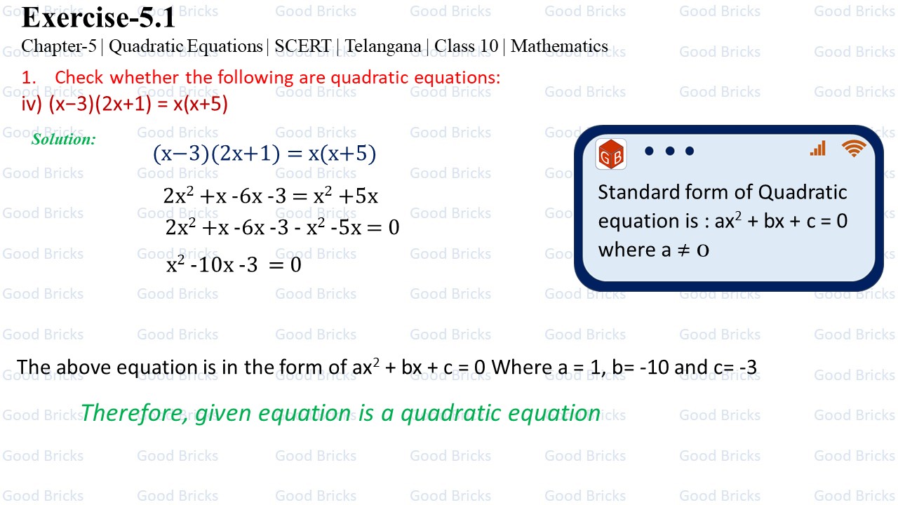Chapter-5-Quadratic Equations-excercise5.1-1(iv)