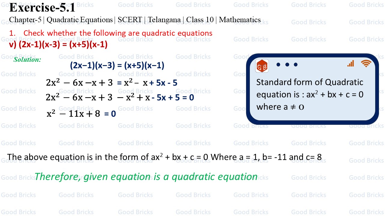 Chapter-5-Quadratic Equations-excercise5.1-1(v)