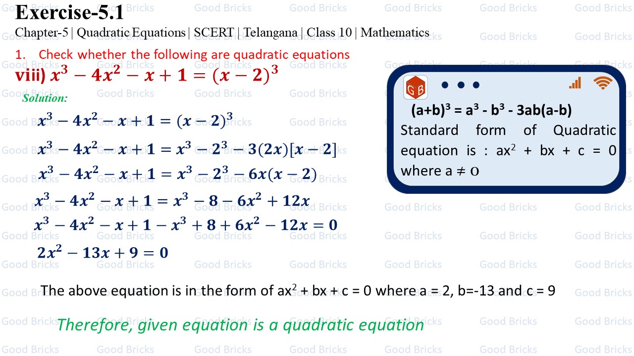 Chapter-5-Quadratic Equations-excercise5.1-1(viii)