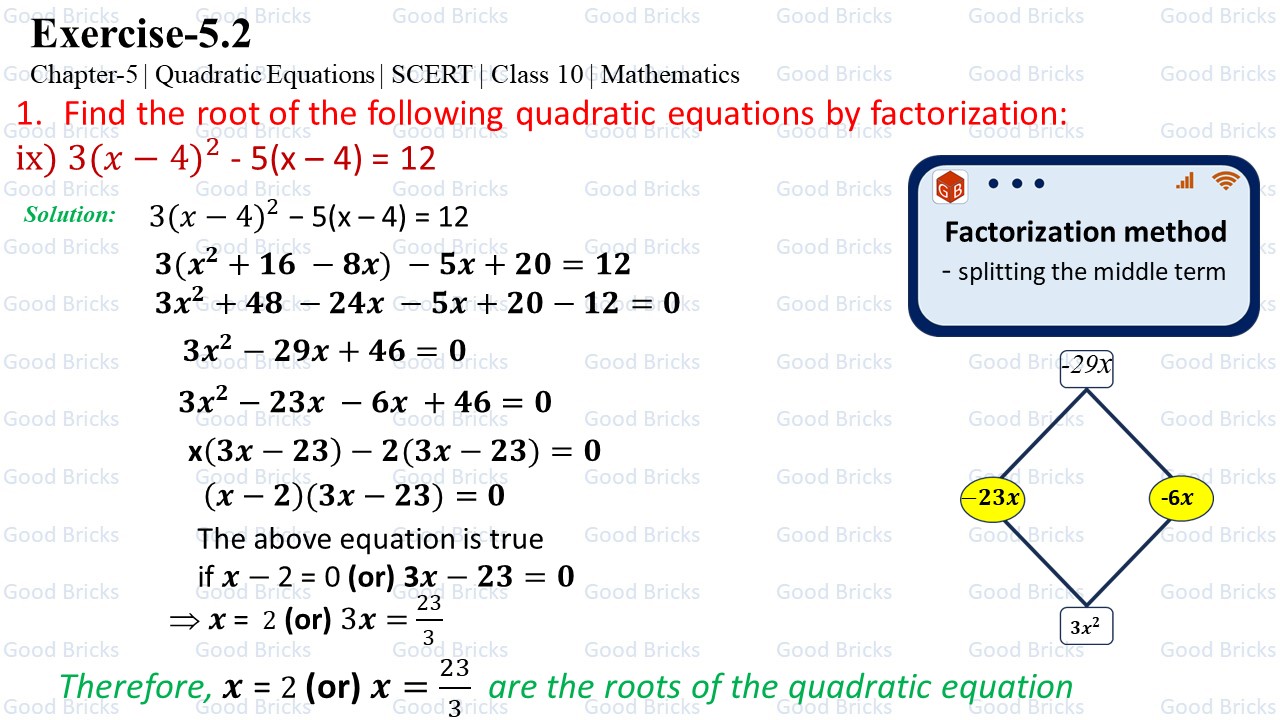 Chapter-5-Quadratic Equations-excercise5.2-1(ix)
