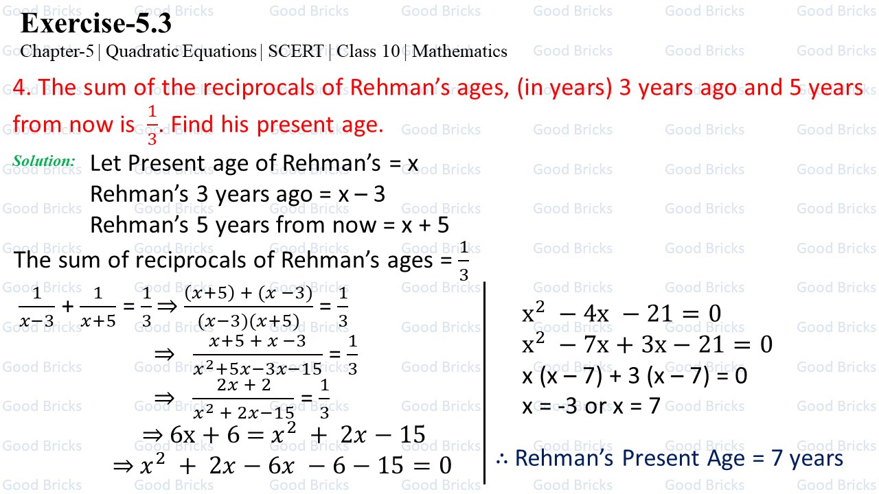 Chapter-5-Quadratic Equations-excercise5.3-4